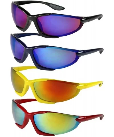 Sports Sunglasses with Color Mirrored Lens 570007PAM-REV - Black - CL1239OYLCN $7.68 Sport