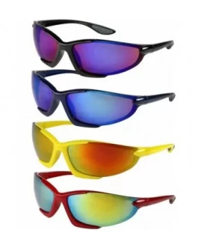 Sports Sunglasses with Color Mirrored Lens 570007PAM-REV - Black - CL1239OYLCN $7.68 Sport