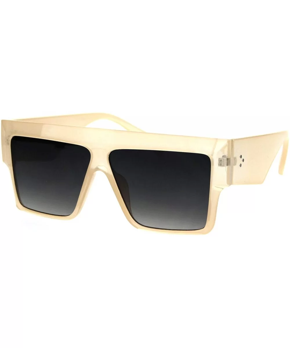 Flat Top Square Sunglasses Womens Modern Fashion Boyfriend Shades UV 400 - Beige - CG18O8UMTO6 $7.94 Square