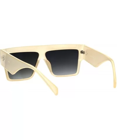 Flat Top Square Sunglasses Womens Modern Fashion Boyfriend Shades UV 400 - Beige - CG18O8UMTO6 $7.94 Square