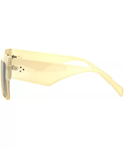 Flat Top Square Sunglasses Womens Modern Fashion Boyfriend Shades UV 400 - Beige - CG18O8UMTO6 $7.94 Square