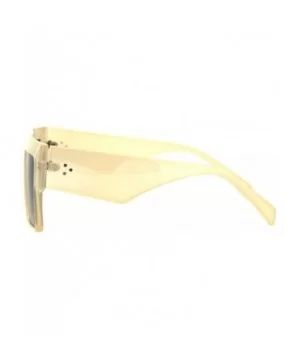 Flat Top Square Sunglasses Womens Modern Fashion Boyfriend Shades UV 400 - Beige - CG18O8UMTO6 $7.94 Square