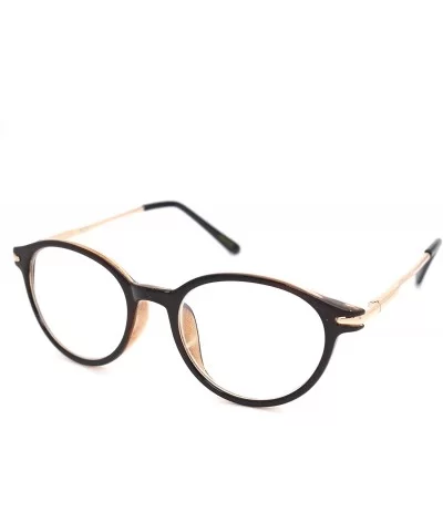 shoolboy Round fullRim Lightweight Reading Glasses - A1 Shiny Dark Brown Gold - CZ18AXQTEUW $13.95 Round