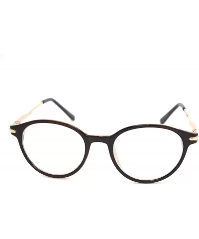 shoolboy Round fullRim Lightweight Reading Glasses - A1 Shiny Dark Brown Gold - CZ18AXQTEUW $13.95 Round