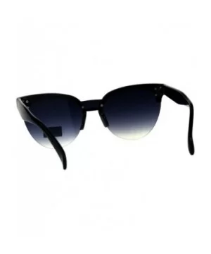 Womens Exposed Lens Half Rim Cat Eye Luxury Designer Sunglasses - Black Smoke - C518CT5IXD0 $11.34 Cat Eye