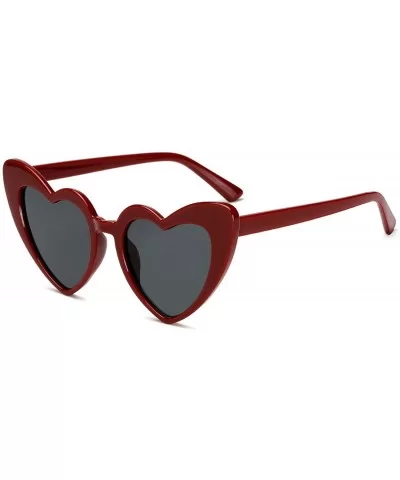 Vintage Sunglass Fashion Love Heart Sunglasses Women Cute Sexy Retro Cat Eye Cheap Red Female - C5 - CD198AHX6HW $31.19 Cat Eye