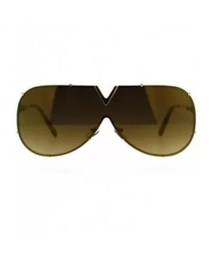 Luxury Fashion Color Mirror Shield Pilots Rimless Retro Sunglasses - All Gold - C9187KYREGE $9.94 Shield