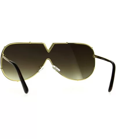 Luxury Fashion Color Mirror Shield Pilots Rimless Retro Sunglasses - All Gold - C9187KYREGE $9.94 Shield