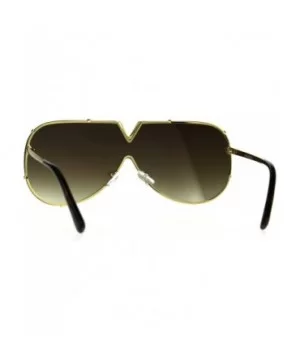 Luxury Fashion Color Mirror Shield Pilots Rimless Retro Sunglasses - All Gold - C9187KYREGE $9.94 Shield