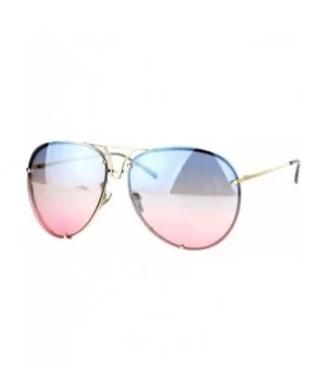 Womens Retro Rimless Oversize Luxury Designer Pilot Sunglasses - Blue Pink - C112O8ANUEV $7.42 Rimless