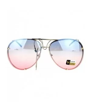 Womens Retro Rimless Oversize Luxury Designer Pilot Sunglasses - Blue Pink - C112O8ANUEV $7.42 Rimless