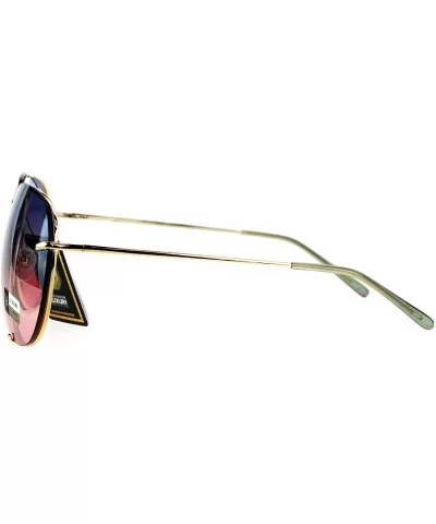 Womens Retro Rimless Oversize Luxury Designer Pilot Sunglasses - Blue Pink - C112O8ANUEV $7.42 Rimless