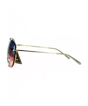 Womens Retro Rimless Oversize Luxury Designer Pilot Sunglasses - Blue Pink - C112O8ANUEV $7.42 Rimless