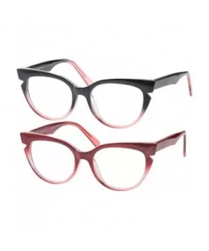 Womens Hit Color Grid Pattern Cat Eye Reading Glass Eyeglass Frame - 2 Pairs / Black + Red - CI18IHW9Q9U $14.81 Rimless