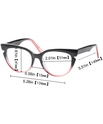 Womens Hit Color Grid Pattern Cat Eye Reading Glass Eyeglass Frame - 2 Pairs / Black + Red - CI18IHW9Q9U $14.81 Rimless