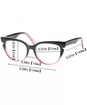 Womens Hit Color Grid Pattern Cat Eye Reading Glass Eyeglass Frame - 2 Pairs / Black + Red - CI18IHW9Q9U $14.81 Rimless