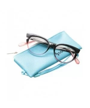 Womens Hit Color Grid Pattern Cat Eye Reading Glass Eyeglass Frame - 2 Pairs / Black + Red - CI18IHW9Q9U $14.81 Rimless