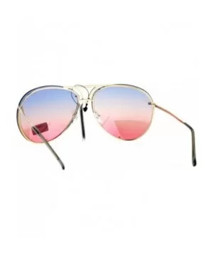 Womens Retro Rimless Oversize Luxury Designer Pilot Sunglasses - Blue Pink - C112O8ANUEV $7.42 Rimless