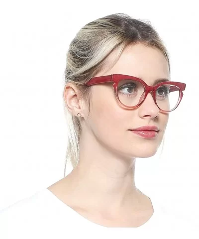 Womens Hit Color Grid Pattern Cat Eye Reading Glass Eyeglass Frame - 2 Pairs / Black + Red - CI18IHW9Q9U $14.81 Rimless