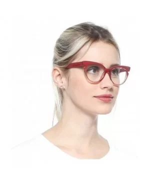 Womens Hit Color Grid Pattern Cat Eye Reading Glass Eyeglass Frame - 2 Pairs / Black + Red - CI18IHW9Q9U $14.81 Rimless