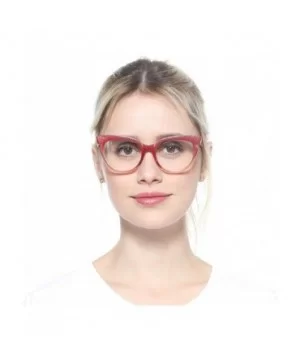 Womens Hit Color Grid Pattern Cat Eye Reading Glass Eyeglass Frame - 2 Pairs / Black + Red - CI18IHW9Q9U $14.81 Rimless