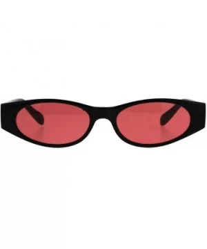 Womens Mod Narrow Rectangle Pop Color Oval Lens Plastic Sunglasses - Red - CE180KR2NXN $8.45 Oval