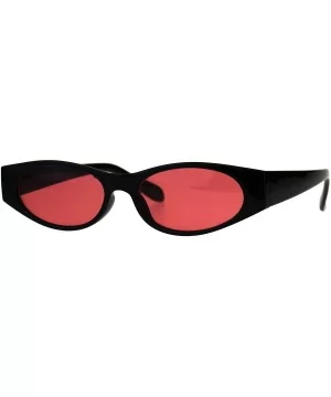 Womens Mod Narrow Rectangle Pop Color Oval Lens Plastic Sunglasses - Red - CE180KR2NXN $8.45 Oval