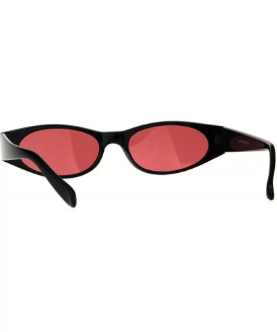 Womens Mod Narrow Rectangle Pop Color Oval Lens Plastic Sunglasses - Red - CE180KR2NXN $8.45 Oval