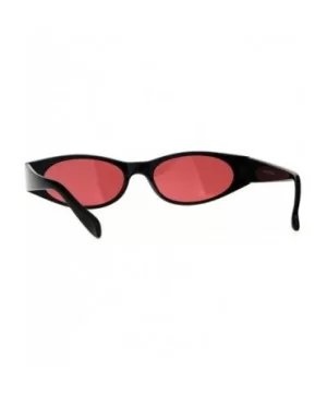 Womens Mod Narrow Rectangle Pop Color Oval Lens Plastic Sunglasses - Red - CE180KR2NXN $8.45 Oval