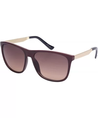 Modern Horned Rim Sunglasses with Two Tone Ocean Lens 541000-OCR - Brown-wood - CS128P9I62X $7.01 Wayfarer