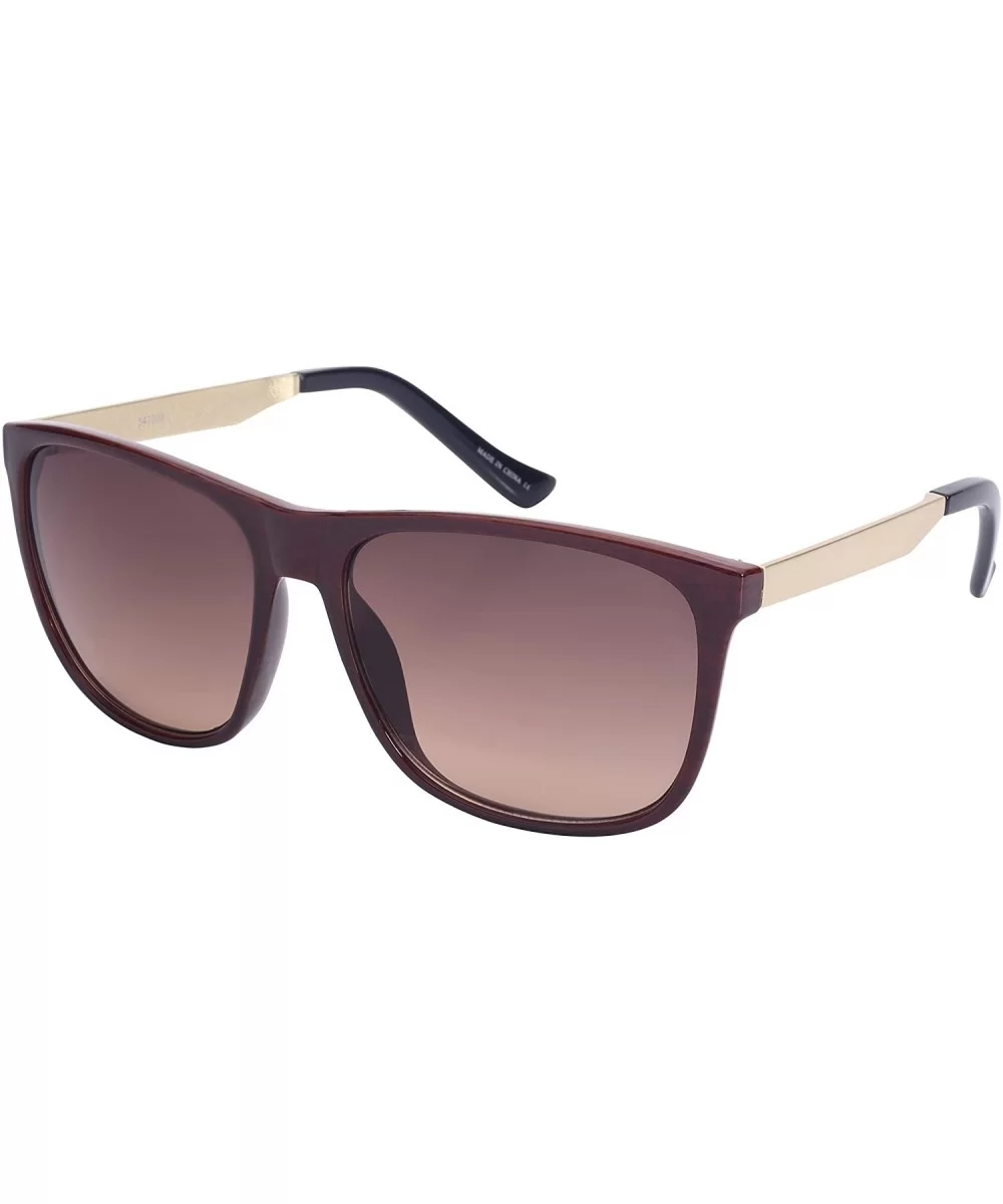 Modern Horned Rim Sunglasses with Two Tone Ocean Lens 541000-OCR - Brown-wood - CS128P9I62X $7.01 Wayfarer