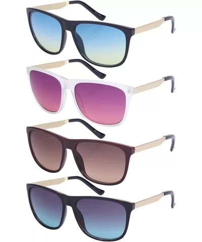 Modern Horned Rim Sunglasses with Two Tone Ocean Lens 541000-OCR - Brown-wood - CS128P9I62X $7.01 Wayfarer