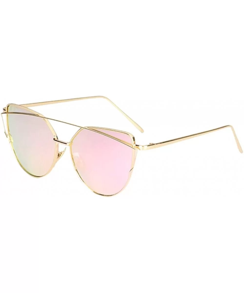 Sunglasses for Women-Cat Eye Mirrored + Transparent Flat Lenses Metal Frame Sunglasses UV400 - C2 - CS18ULAW6ES $7.90 Cat Eye