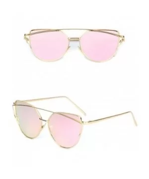 Sunglasses for Women-Cat Eye Mirrored + Transparent Flat Lenses Metal Frame Sunglasses UV400 - C2 - CS18ULAW6ES $7.90 Cat Eye