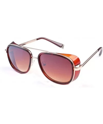 Men and women windproof sunglasses retro personality square sunglasses - C2 - CL18ELAHZ7Q $7.19 Square