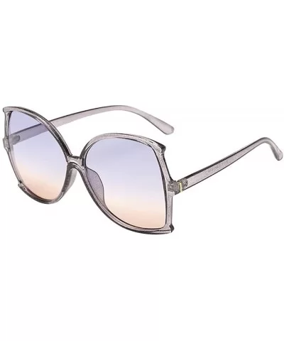 Women Man Vintage Big Frame Sunglasses Irregular Shape Colorful Sunglasses Eyewear Retro Unisex - D - CD18SNZUULW $7.32 Wrap