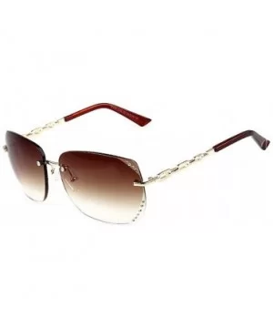 Women Lady Rimless Rhinestone UV Protection Sunglasses - yhl - Gradient Brown - C012MXR8RTK $11.26 Round