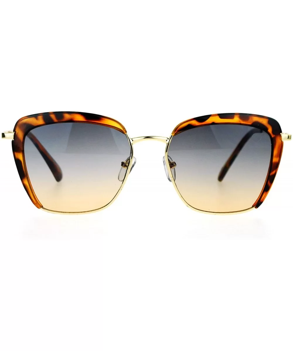 Retro Half Rim Brow Boyfriend Rectangular Sunglasses - Tortoise - CB127A9V751 $9.94 Rectangular