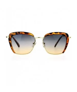 Retro Half Rim Brow Boyfriend Rectangular Sunglasses - Tortoise - CB127A9V751 $9.94 Rectangular