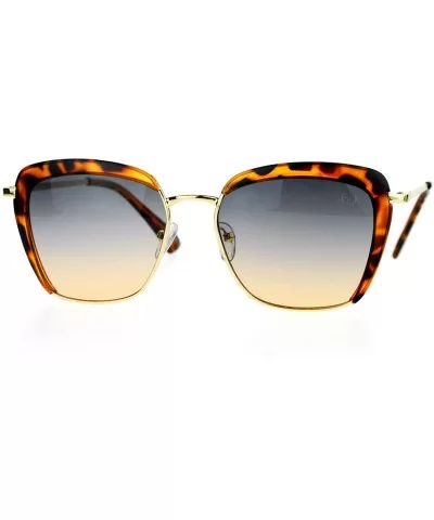 Retro Half Rim Brow Boyfriend Rectangular Sunglasses - Tortoise - CB127A9V751 $9.94 Rectangular