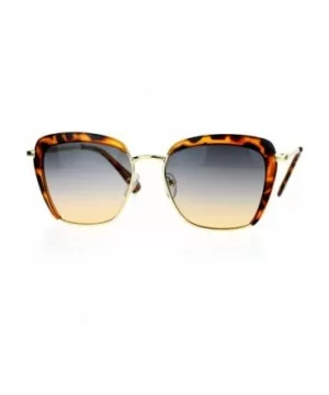 Retro Half Rim Brow Boyfriend Rectangular Sunglasses - Tortoise - CB127A9V751 $9.94 Rectangular