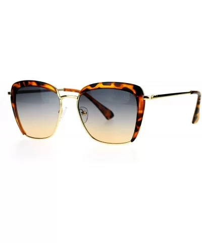 Retro Half Rim Brow Boyfriend Rectangular Sunglasses - Tortoise - CB127A9V751 $9.94 Rectangular