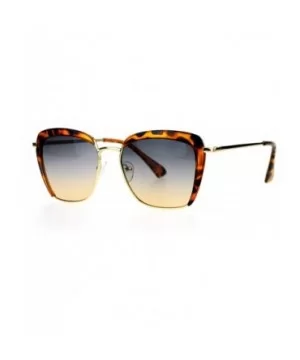 Retro Half Rim Brow Boyfriend Rectangular Sunglasses - Tortoise - CB127A9V751 $9.94 Rectangular