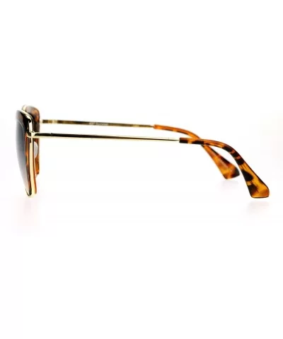 Retro Half Rim Brow Boyfriend Rectangular Sunglasses - Tortoise - CB127A9V751 $9.94 Rectangular