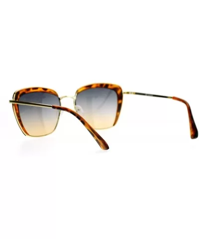 Retro Half Rim Brow Boyfriend Rectangular Sunglasses - Tortoise - CB127A9V751 $9.94 Rectangular