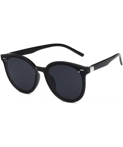 Unisex Sunglasses Retro Bright Black Grey Drive Holiday Oval Non-Polarized UV400 - CK18RLX3K57 $6.64 Oval