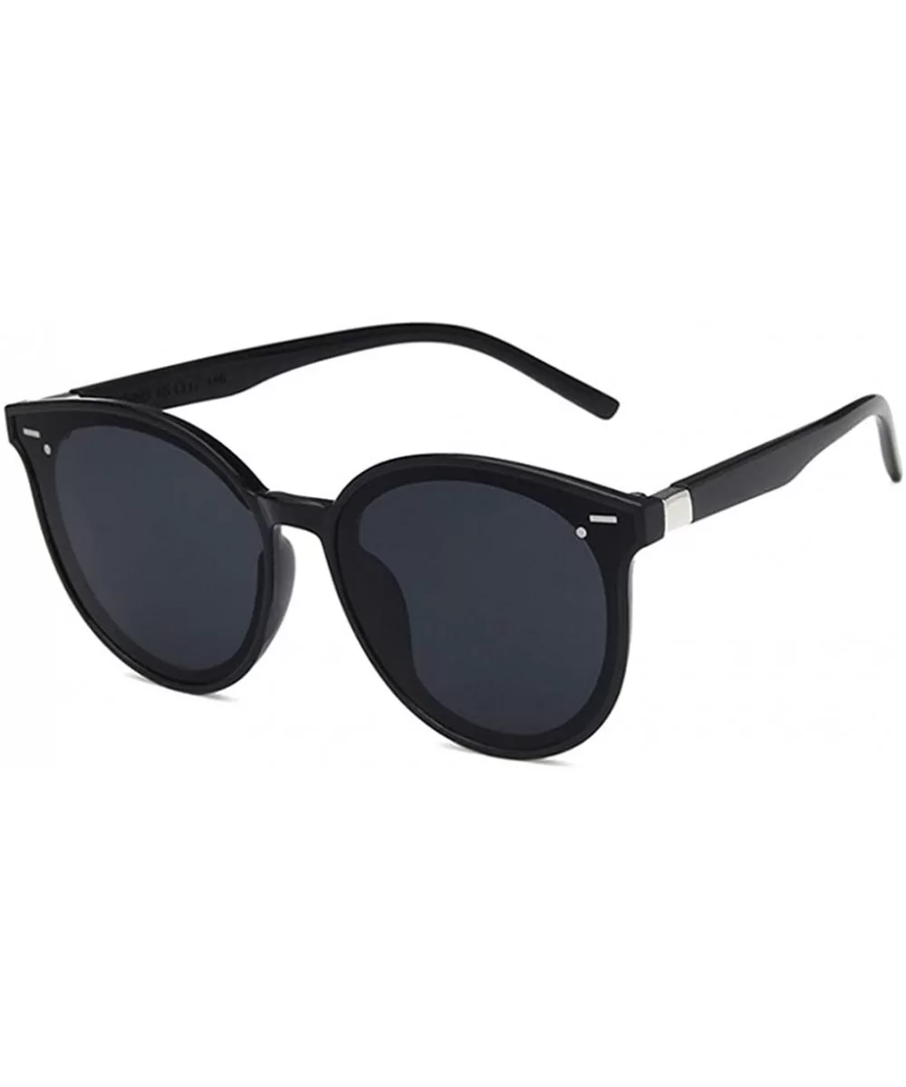 Unisex Sunglasses Retro Bright Black Grey Drive Holiday Oval Non-Polarized UV400 - CK18RLX3K57 $6.64 Oval