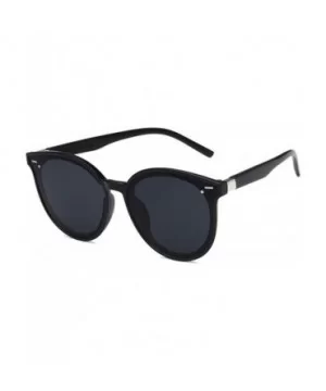 Unisex Sunglasses Retro Bright Black Grey Drive Holiday Oval Non-Polarized UV400 - CK18RLX3K57 $6.64 Oval