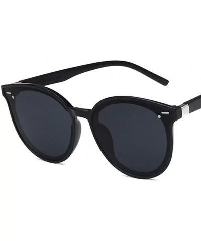 Unisex Sunglasses Retro Bright Black Grey Drive Holiday Oval Non-Polarized UV400 - CK18RLX3K57 $6.64 Oval