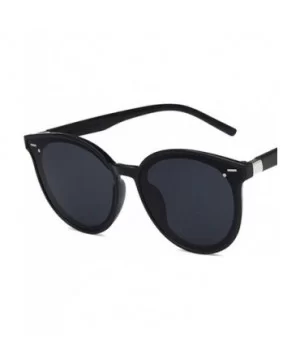 Unisex Sunglasses Retro Bright Black Grey Drive Holiday Oval Non-Polarized UV400 - CK18RLX3K57 $6.64 Oval